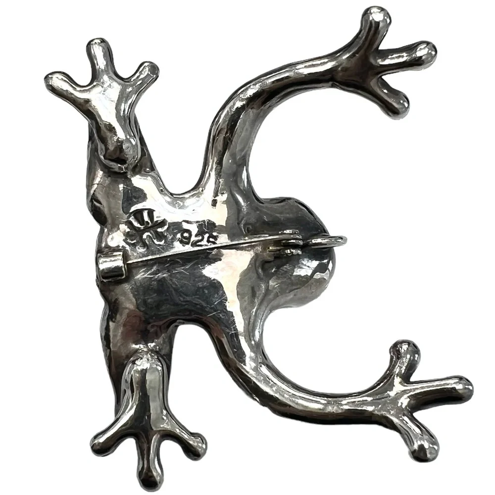 VINTAGE STERLING SILVER LEAP FROG BROOCH SMALL & BIG FROG